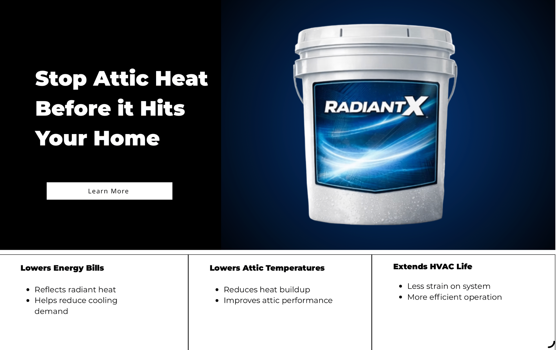 RadiantX benefits: lowers energy bills, lowers attic temperatures, extends HVAC life